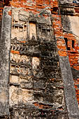 Ayutthaya, Thailand. Wat Chaiwatthanaram, fragments of stucco relief remain on the outside of the chedis.